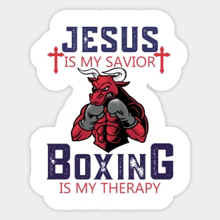 Jesus Is My Savior Boxing Is My Therapy Sticker